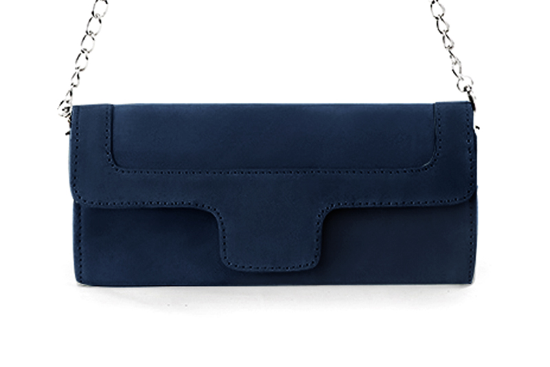 Dress clutch for wedding and parties in navy blue leather - Profile view